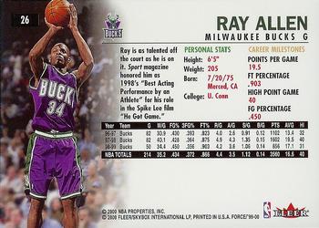 1999-00 Fleer Force #26 Ray Allen Back