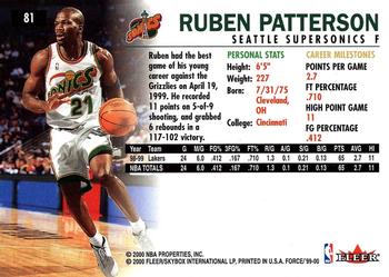 1999-00 Fleer Force #81 Ruben Patterson Back