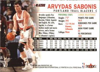 1999-00 Fleer Force #118 Arvydas Sabonis Back
