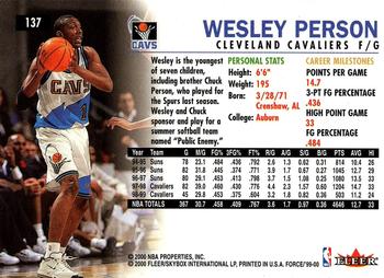 1999-00 Fleer Force #137 Wesley Person Back