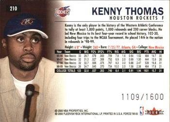 1999-00 Fleer Force #210 Kenny Thomas Back