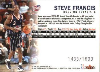 1999-00 Fleer Force #211 Steve Francis Back