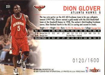1999-00 Fleer Force #221 Dion Glover Back