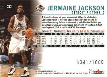 1999-00 Fleer Force #233 Jermaine Jackson Back