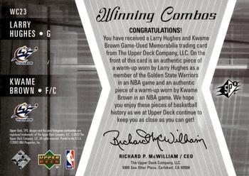 2003-04 SPx - Winning Materials Combos #WC23 Larry Hughes / Kwame Brown Back