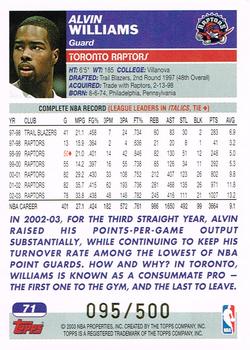 2003-04 Topps - Black #71 Alvin Williams Back