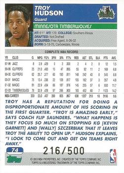 2003-04 Topps - Black #74 Troy Hudson Back