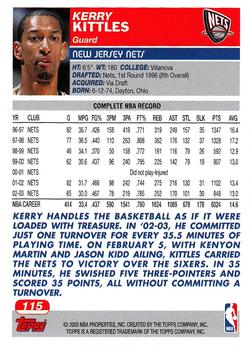2003-04 Topps 1st Edition #115 Kerry Kittles Back