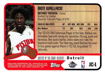 2003-04 Topps - Justice of the Court #JC-1 Ben Wallace Back