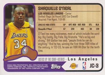 2003-04 Topps - Justice of the Court #JC-3 Shaquille O'Neal Back