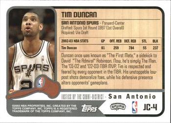 2003-04 Topps - Justice of the Court #JC-4 Tim Duncan Back