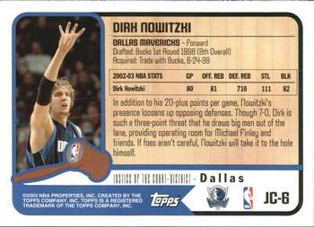 2003-04 Topps - Justice of the Court #JC-6 Dirk Nowitzki Back