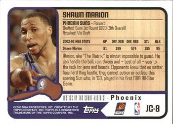 2003-04 Topps - Justice of the Court #JC-8 Shawn Marion Back
