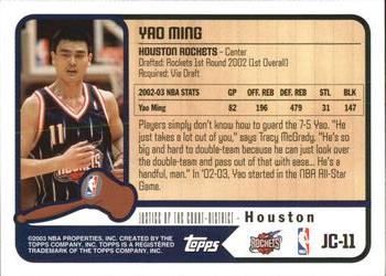 2003-04 Topps - Justice of the Court #JC-11 Yao Ming Back