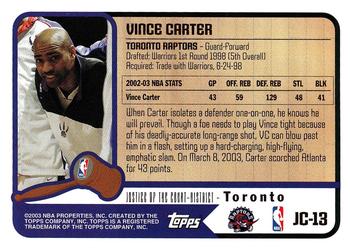2003-04 Topps - Justice of the Court #JC-13 Vince Carter Back
