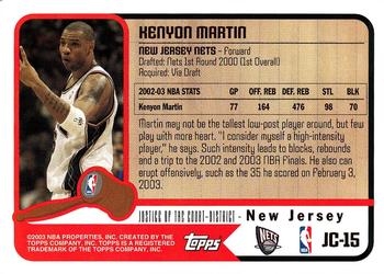 2003-04 Topps - Justice of the Court #JC-15 Kenyon Martin Back