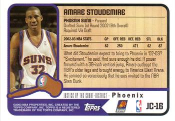 2003-04 Topps - Justice of the Court #JC-16 Amare Stoudemire Back