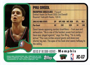 2003-04 Topps - Justice of the Court #JC-17 Pau Gasol Back