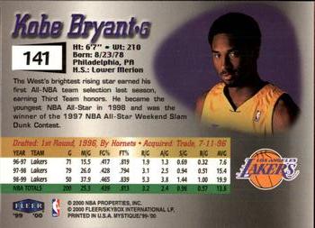 1999-00 Fleer Mystique #141 Kobe Bryant Back