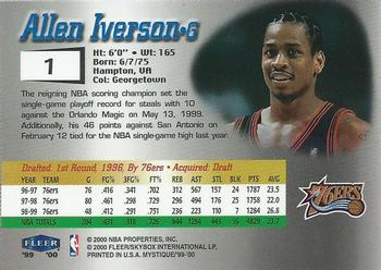 1999-00 Fleer Mystique #1 Allen Iverson Back