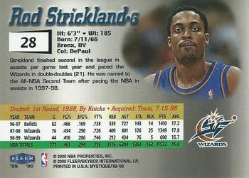 1999-00 Fleer Mystique #28 Rod Strickland Back