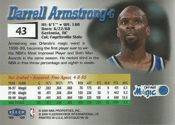 1999-00 Fleer Mystique #43 Darrell Armstrong Back