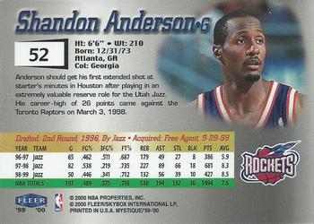 1999-00 Fleer Mystique #52 Shandon Anderson Back