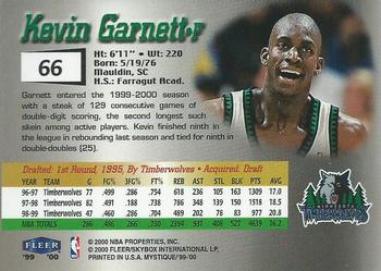 1999-00 Fleer Mystique #66 Kevin Garnett Back
