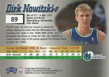 1999-00 Fleer Mystique #89 Dirk Nowitzki Back