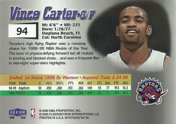 1999-00 Fleer Mystique #94 Vince Carter Back