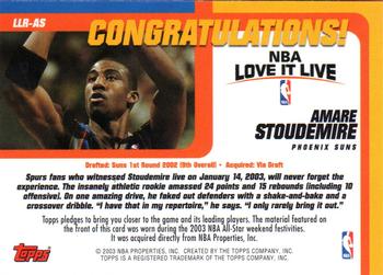 2003-04 Topps - Love it Live Relics #LLR-AS Amare Stoudemire Back