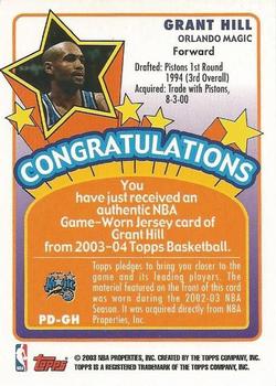 2003-04 Topps - Piece of a Dream Relics #PD-GH Grant Hill Back