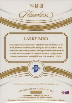 2020 Panini Flawless Collegiate - Legacy Autographs #LA-LB Larry Bird Back