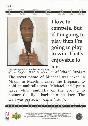 1994 Upper Deck Michael Jordan Rare Air Jumbo #1 Michael Jordan Back