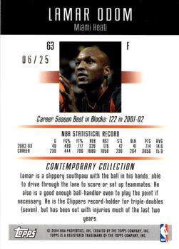 2003-04 Topps Contemporary Collection - Gold #63 Lamar Odom Back