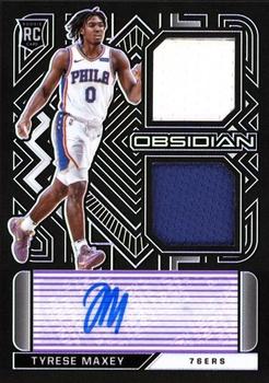 2020-21 Panini Obsidian - Rookie Jersey Ink Electric Etch Purple #RJI-TYM Tyrese Maxey Front