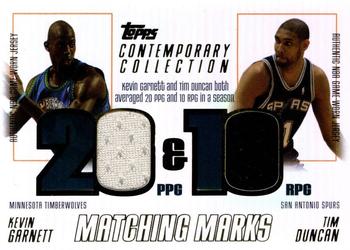 2003-04 Topps Contemporary Collection - Matching Marks Relics #MAM-GD Kevin Garnett / Tim Duncan Front