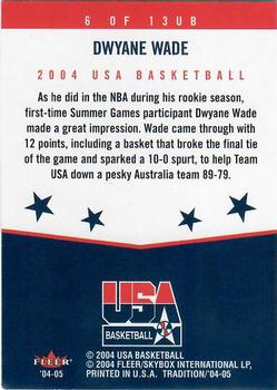 2004-05 Fleer Tradition - USA Basketball Aftermarket #6 UB Dwyane Wade Back