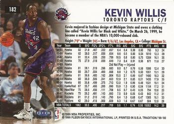 1999-00 Fleer Tradition #182 Kevin Willis Back