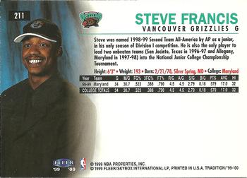 1999-00 Fleer Tradition #211 Steve Francis Back