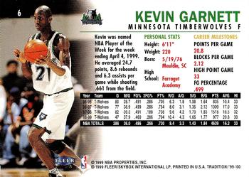 1999-00 Fleer Tradition #6 Kevin Garnett Back