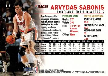 1999-00 Fleer Tradition #118 Arvydas Sabonis Back