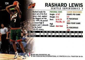 1999-00 Fleer Tradition #124 Rashard Lewis Back