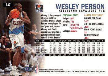 1999-00 Fleer Tradition #137 Wesley Person Back