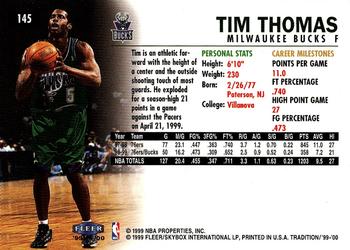 1999-00 Fleer Tradition #145 Tim Thomas Back