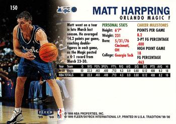 1999-00 Fleer Tradition #150 Matt Harpring Back