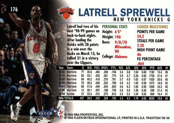1999-00 Fleer Tradition #176 Latrell Sprewell Back