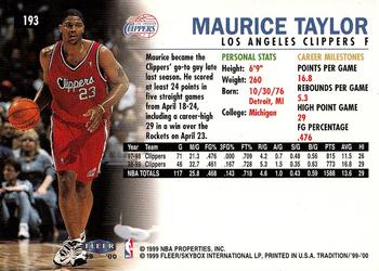 1999-00 Fleer Tradition #193 Maurice Taylor Back