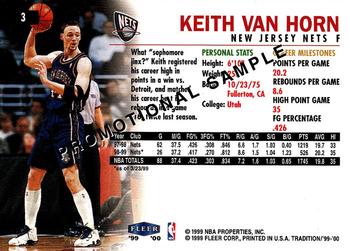 1999-00 Fleer Tradition #3 Keith Van Horn  Back