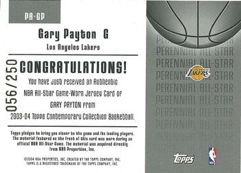 2003-04 Topps Contemporary Collection - Perennial All-Star Relics #PA-GP Gary Payton Back